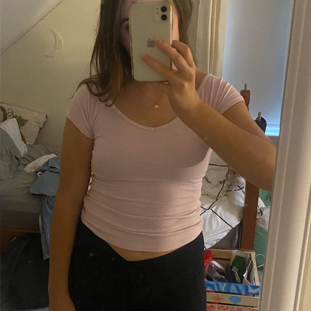 light pink off-shoulder top